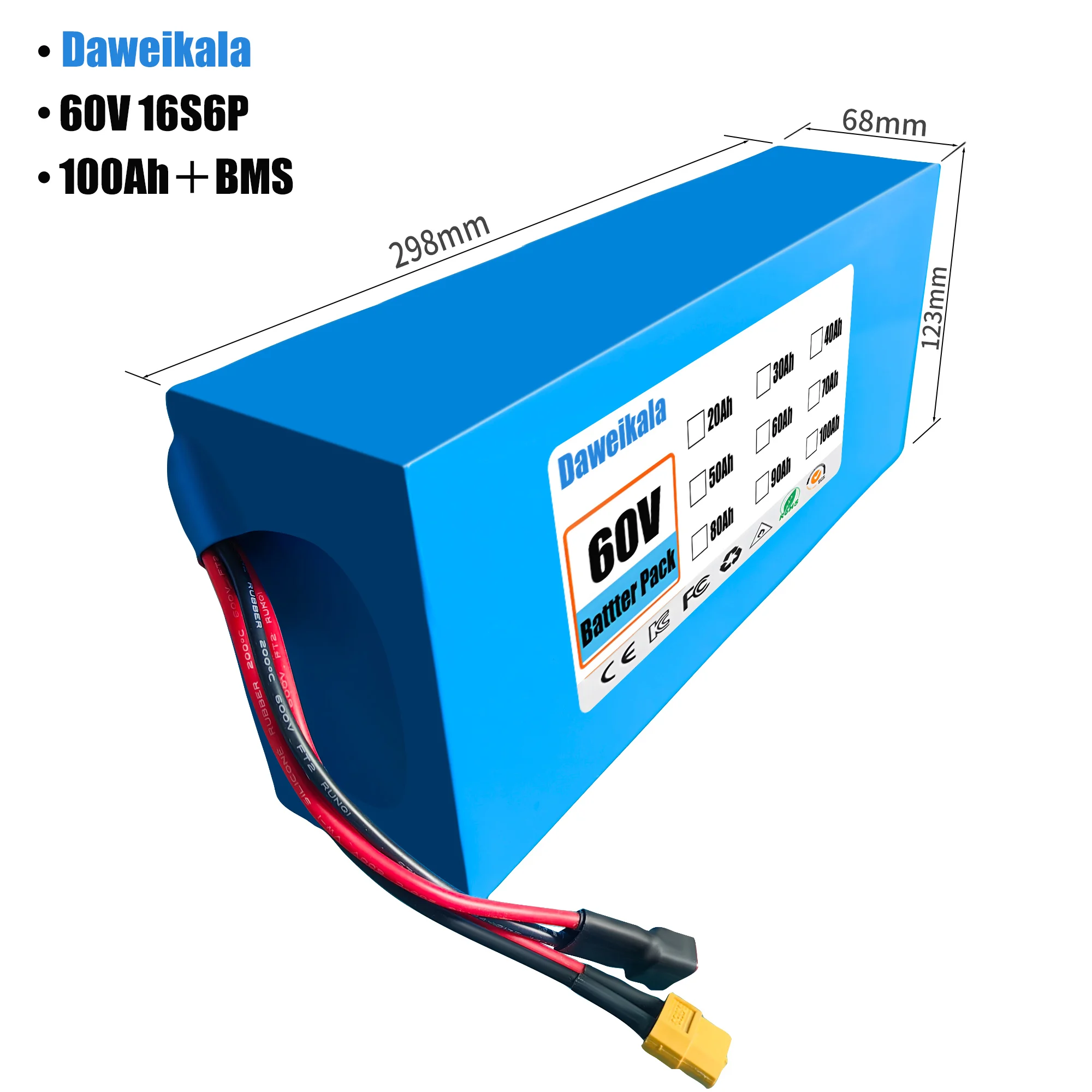 60V 50Ah Electric Scooter Battery - Bateria de lítio 60V 100Ah 16S6P